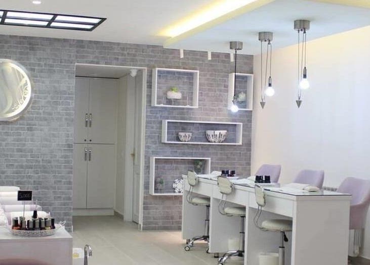 Modern interior of Sasha Nails and Body in Baakleen, Mount Lebanon Governorate, LB featuring chic nail stations.
