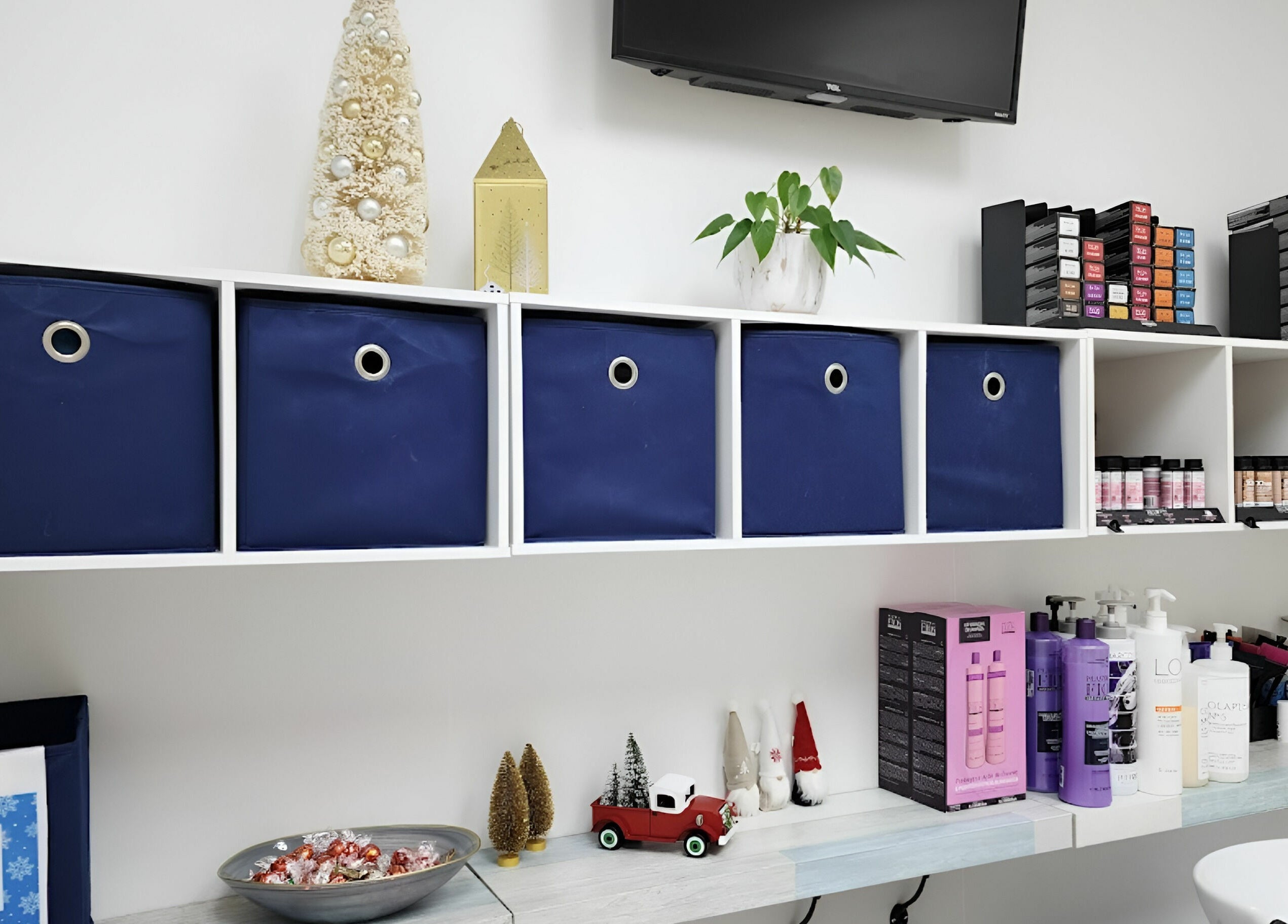 Gemproimage Miami, Florida, US beauty shelf with organized products and decor.