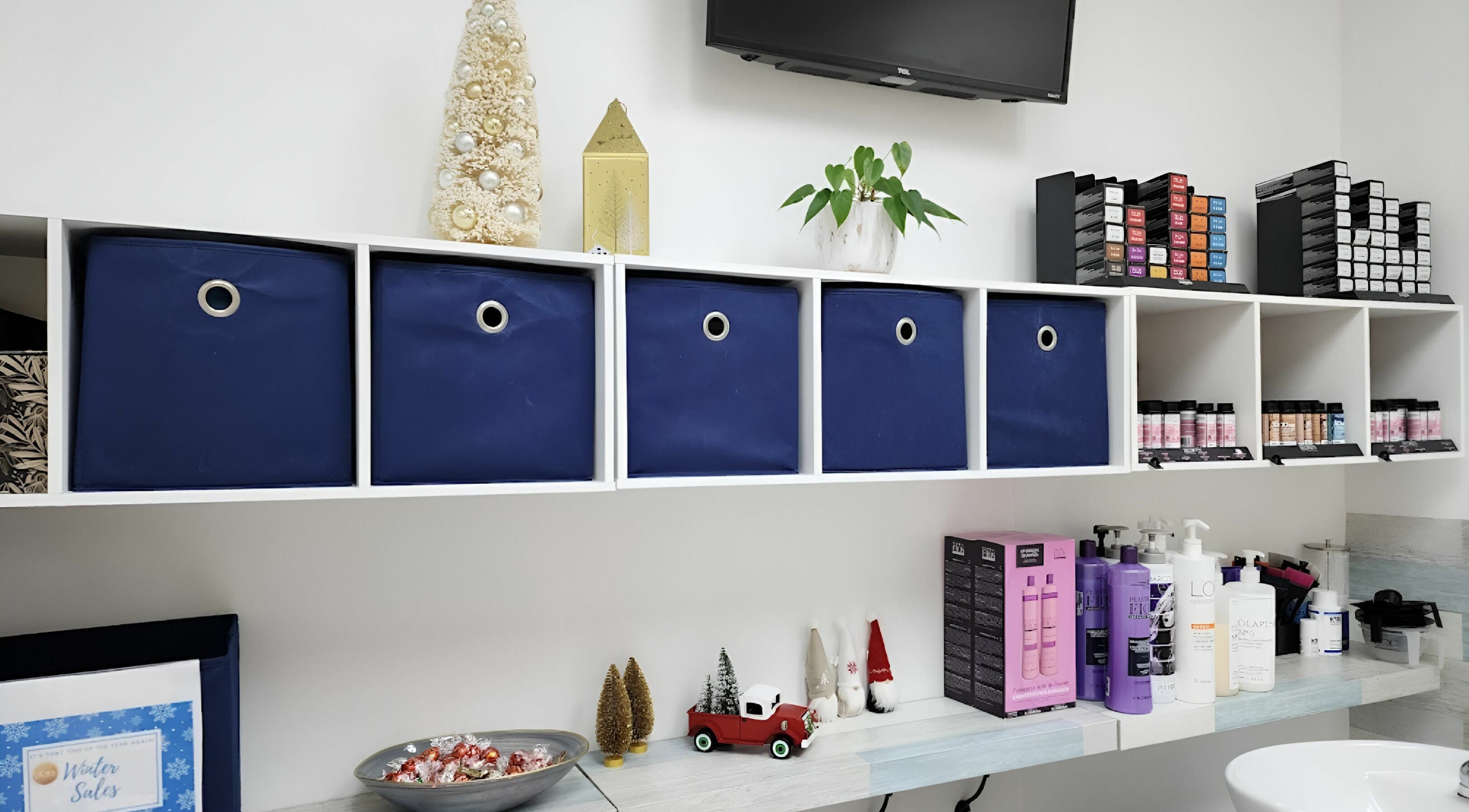 Gemproimage Miami, Florida, US beauty shelf with organized products and decor.