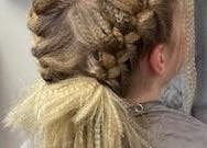Intricate braided hairstyle at Rose Robson Hair, Kelowna, British Columbia, CA.