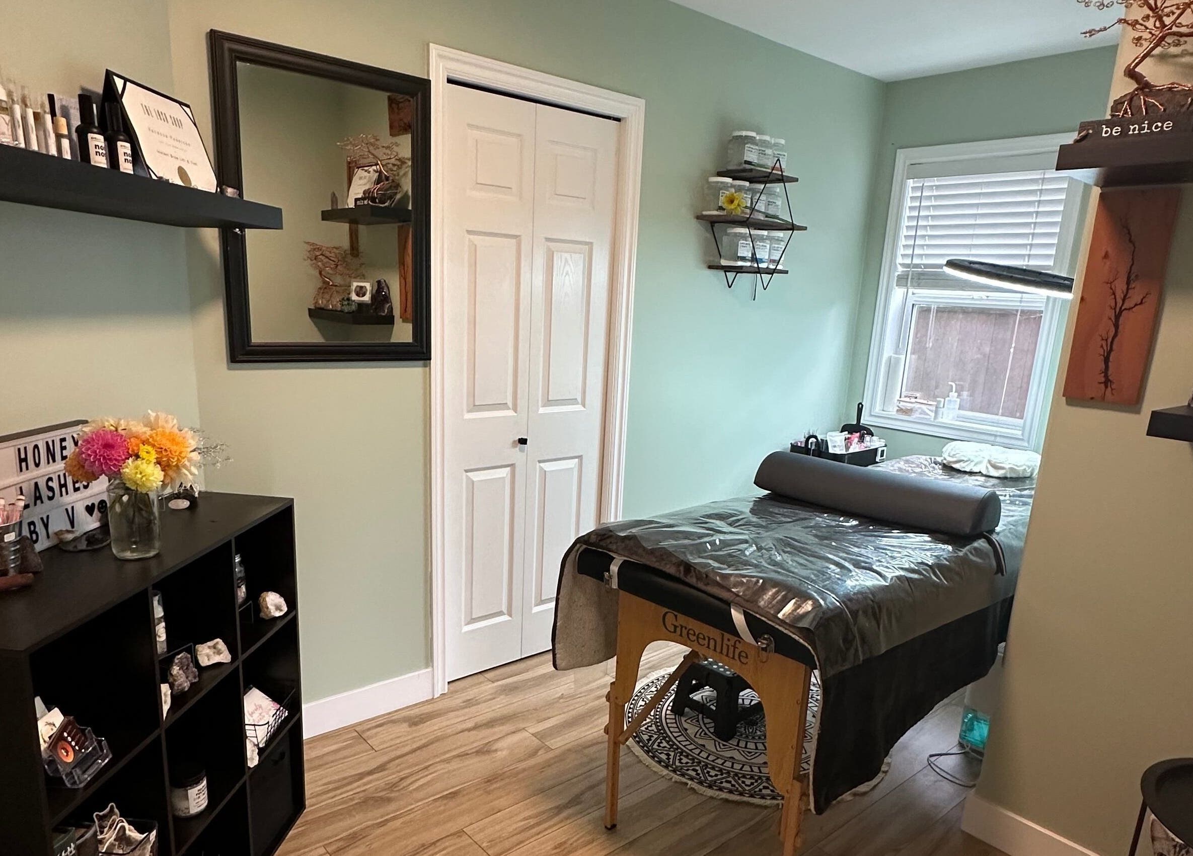 Cozy interior of the Honey Lashes by V studio in Nanaimo, British Columbia, CA.