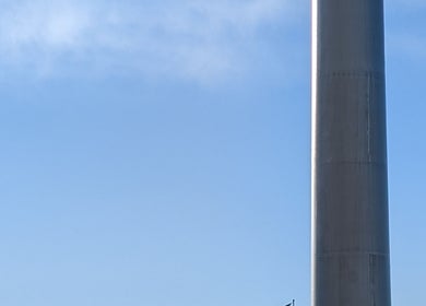The Spire of Dublin against a blue sky near Organic Joy Tattoo, Dublin, County Dublin, IE.