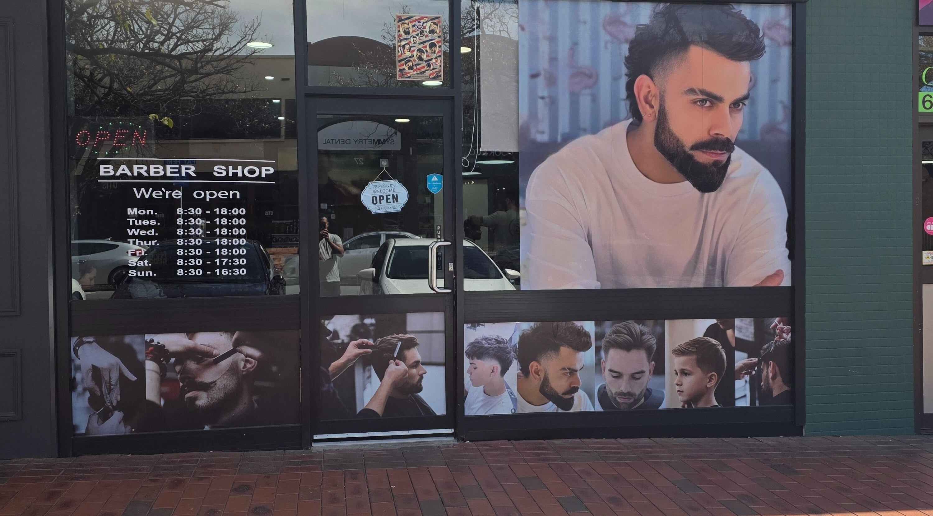 Street-facing facade of a stylish barber shop at 4/22 Jardine Street Kingston, Australian Capital Territory, AU.