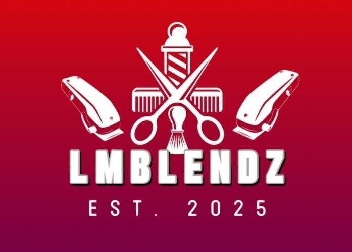 LMBlendz logo featuring barber tools in Birmingham, England, GB.