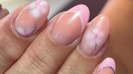Elegant nail art with pink and white design at Beauty By Meka - Changes, Kirkcaldy, Scotland, GB.