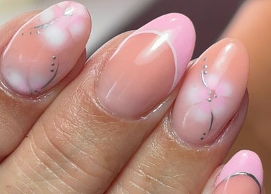 Intricate pink nail design at Beauty By Meka - Changes, located in Kirkcaldy, Scotland, GB.