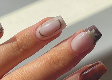 Detailed nail art featuring elegant designs at Beauty by Meka - Home Salon in Kirkcaldy, Scotland, GB.