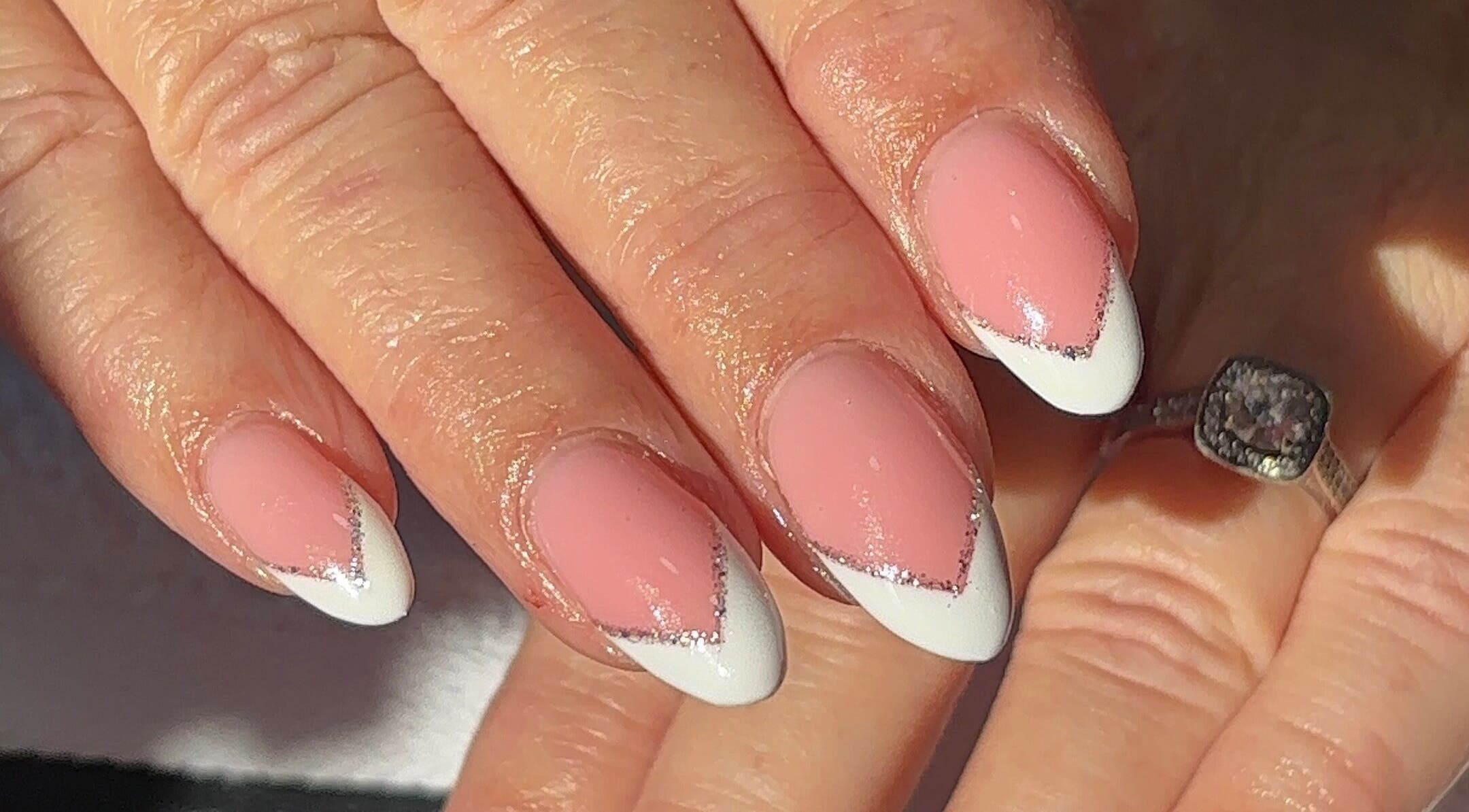 French manicure with glitter accents at Beauty by Meka - Home Salon, Kirkcaldy, Scotland, GB.