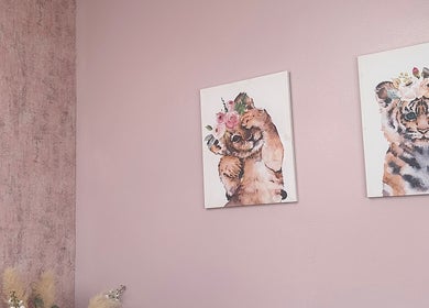 Adorable animal art decorates the charming walls of Radiant Nails, Llanelli, Cymru, GB.