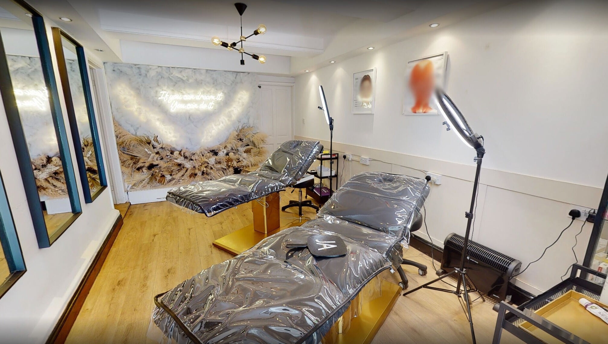 Luxurious treatment room at Mi Amor Aesthetics in Derby, England, GB, featuring stylish decor and modern equipment.