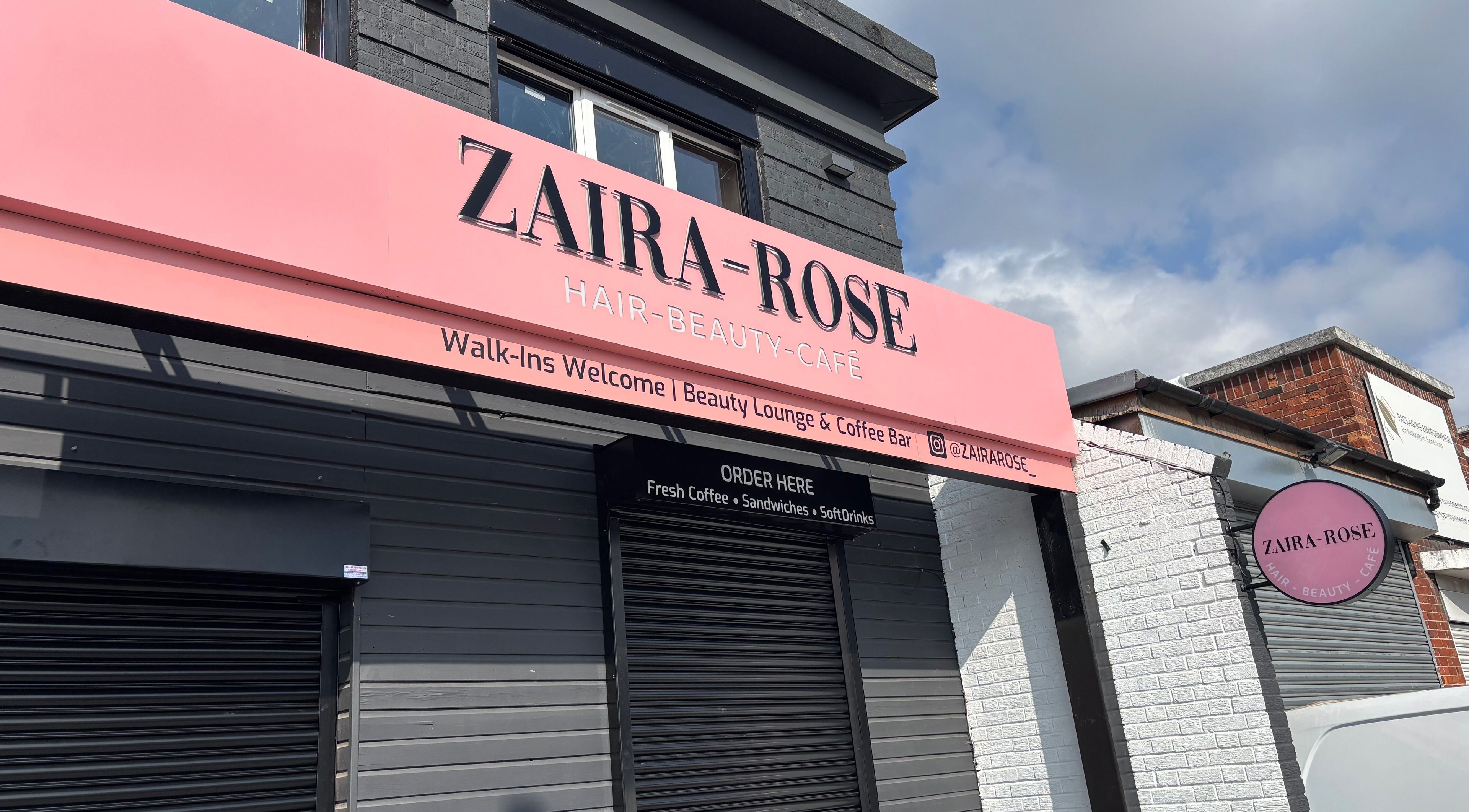 Exterior of Zaira-Rose beauty lounge and café in Perivale, England, GB.