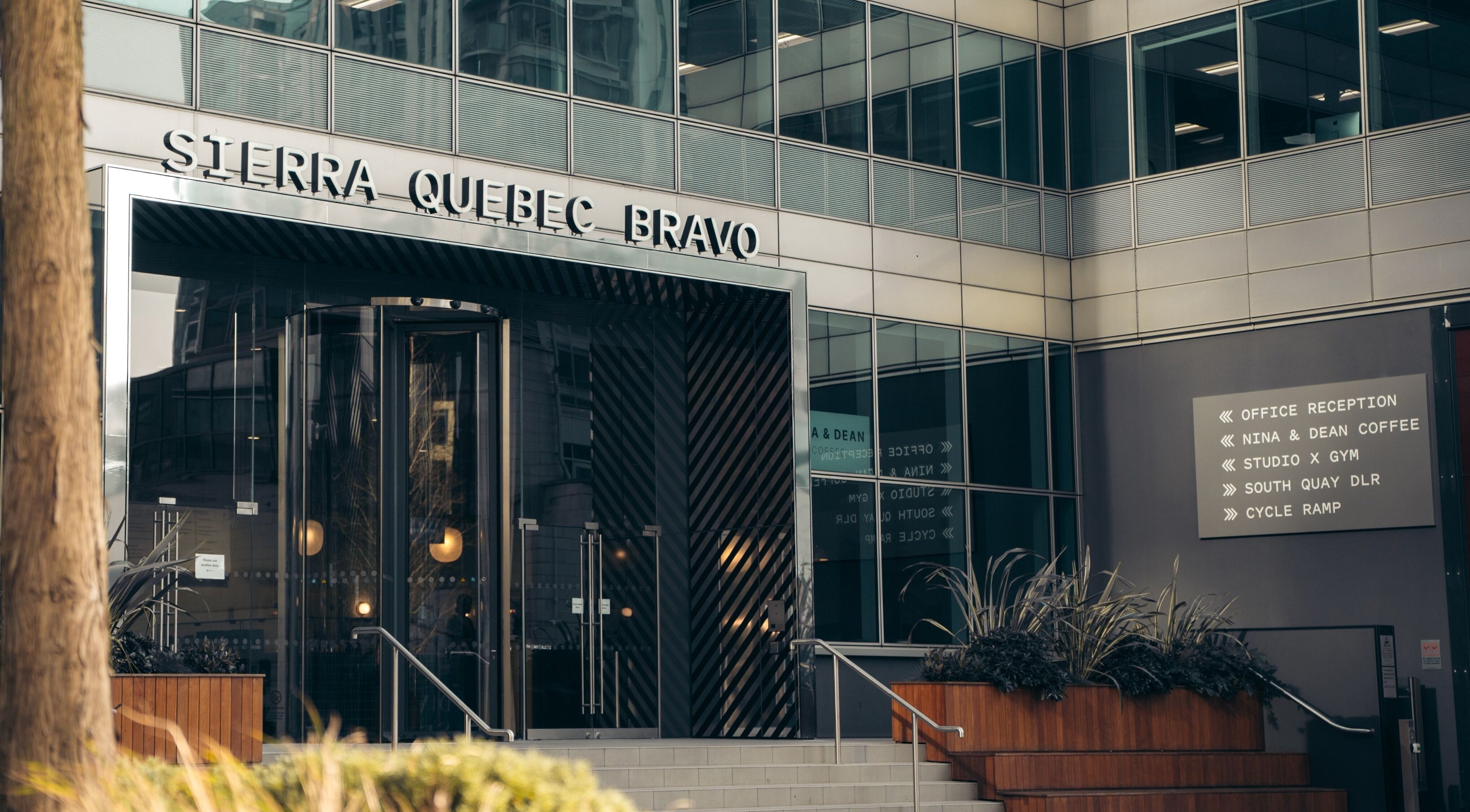 Elegant entrance of Nails Murr Luxe - Manicure Salon in Canary Wharf, London, England, GB.
