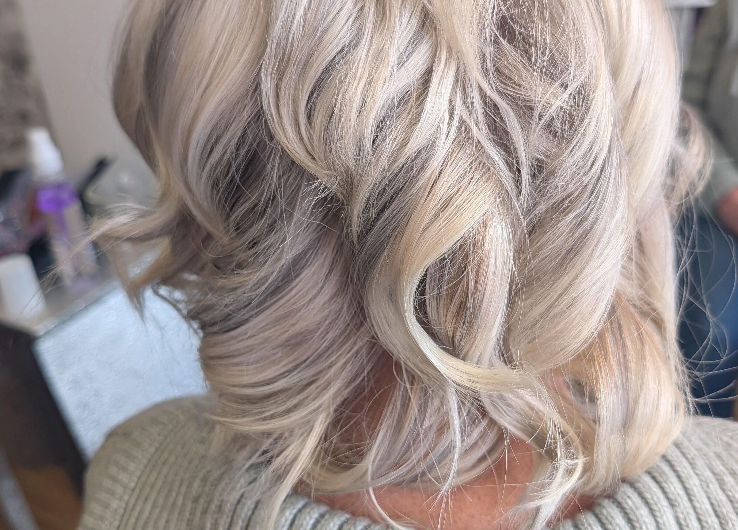 Blonde curls styled at Twisted Friction @ Strands Studio in Sheffield, England, GB.