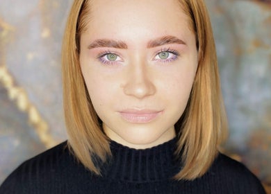 Close-up of a model with natural makeup at Masha Beauty Room, London, England, GB.