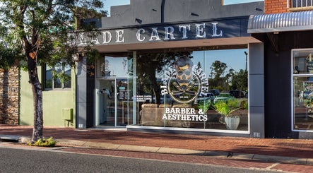 Exterior of Blade Cartel Barber and Aesthetics in Bunbury, Western Australia, AU showcasing the stylish storefront.