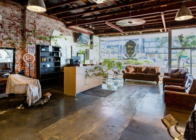 Cozy interior of Blade Cartel Barber and Aesthetics, Bunbury, Western Australia, AU featuring rustic décor.
