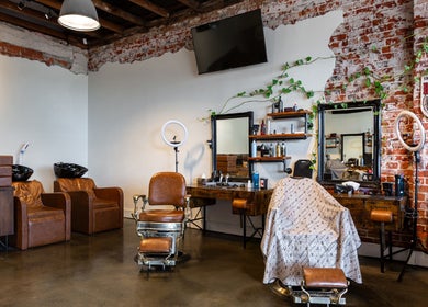 Modern rustic interior at Blade Cartel Barber and Aesthetics, Bunbury, Western Australia, AU.