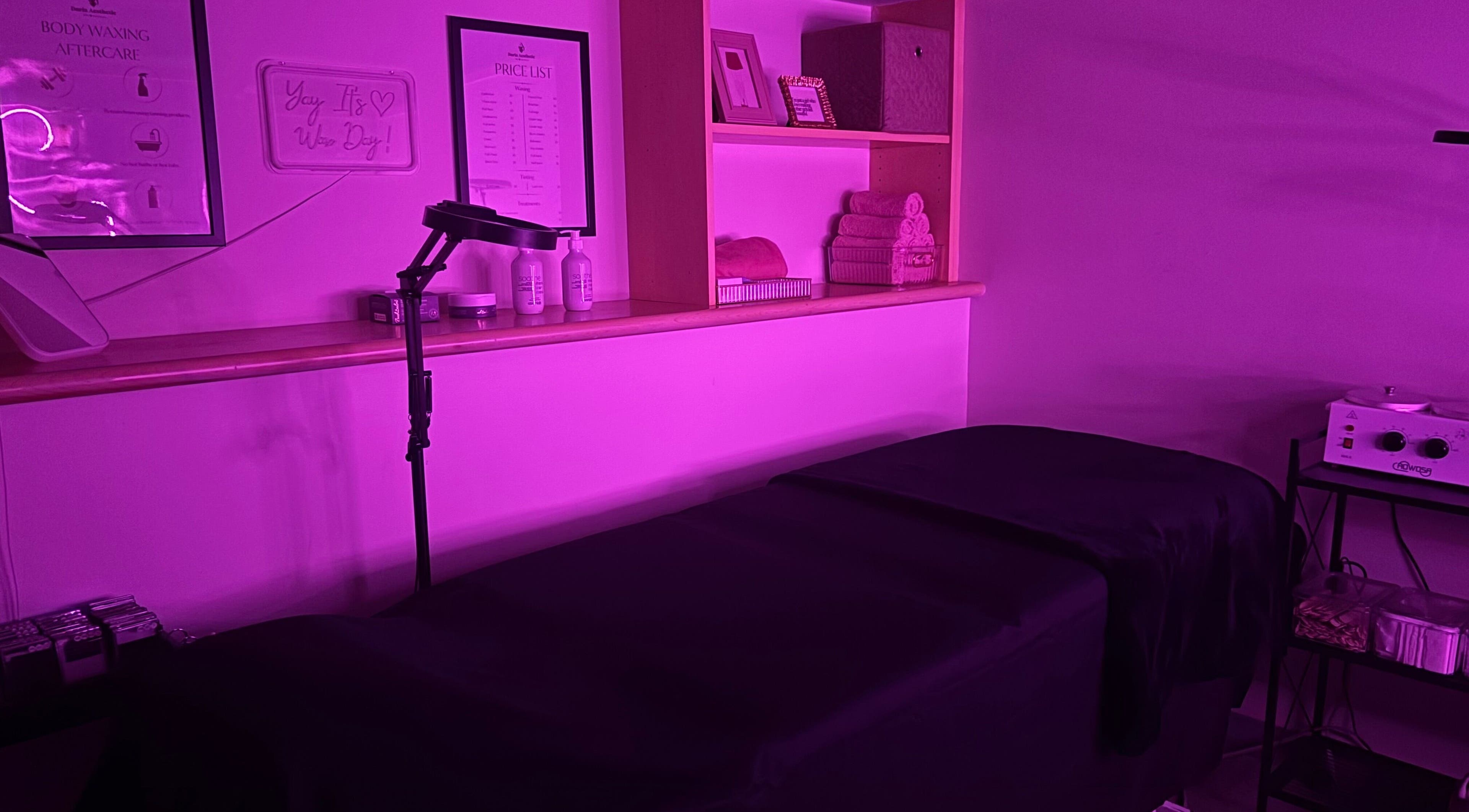 Aesthetician Mariana's serene treatment room in New Westminster, British Columbia, CA.