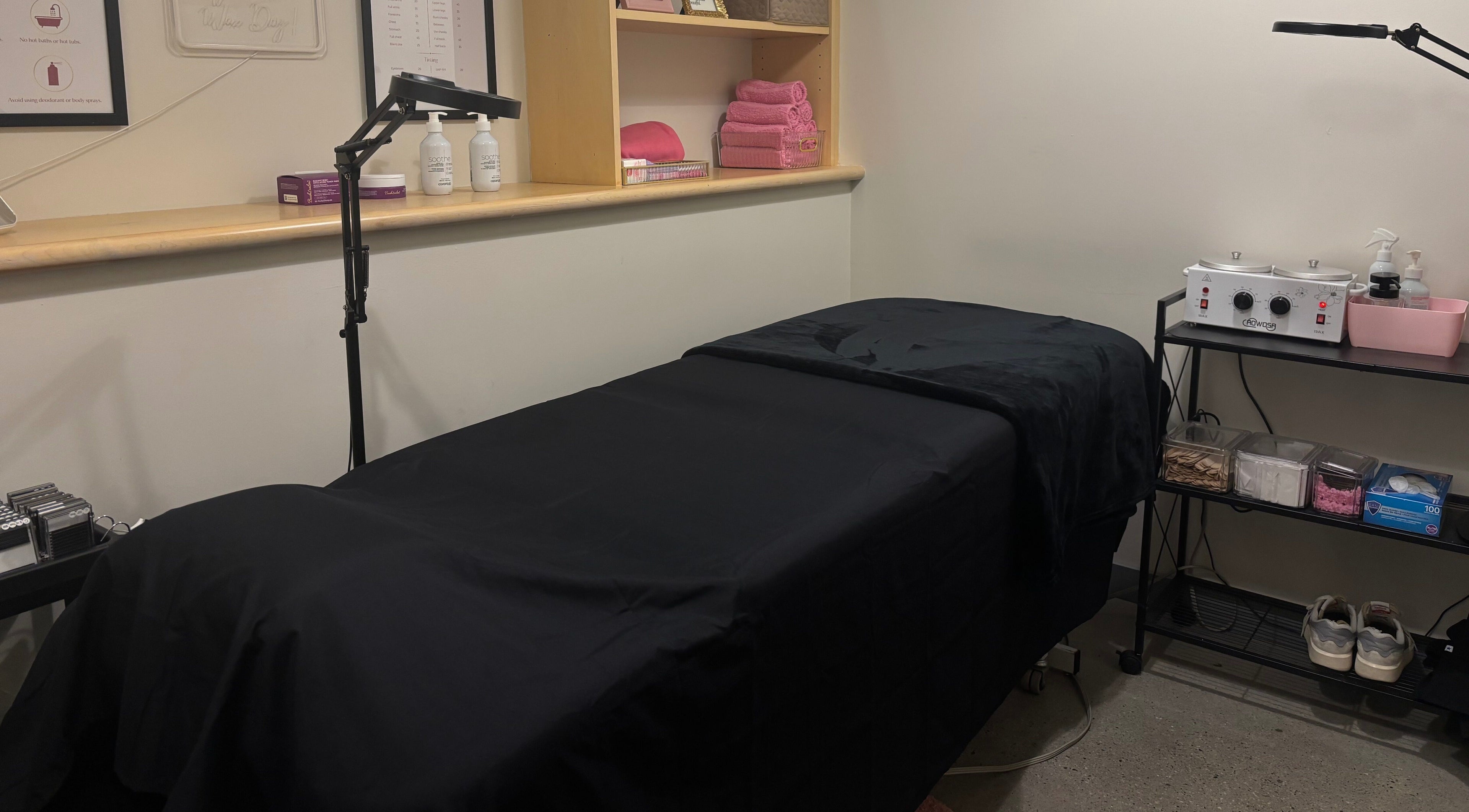 Treatment room at Aesthetician Mariana in New Westminster, BC. Modern amenities and tranquil ambiance.