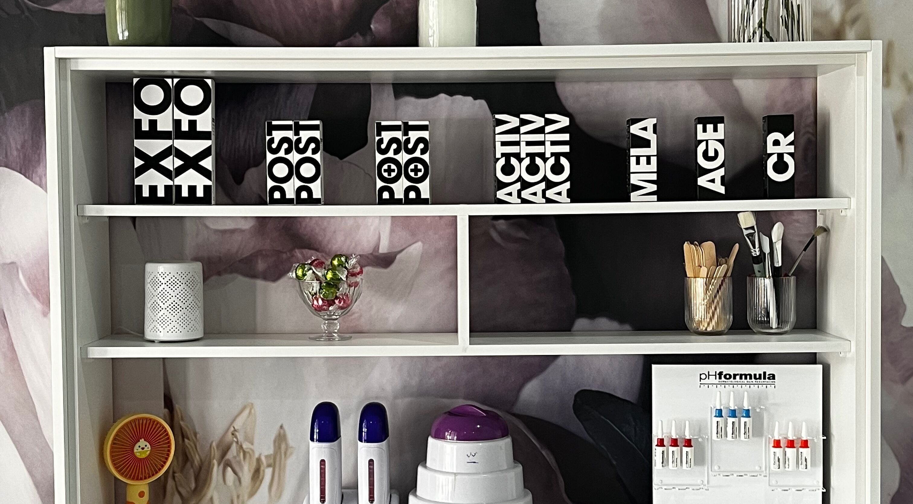 Elegant skincare product display at The Skin Formula, Cape Town, Western Cape, ZA, featuring diverse beauty tools.