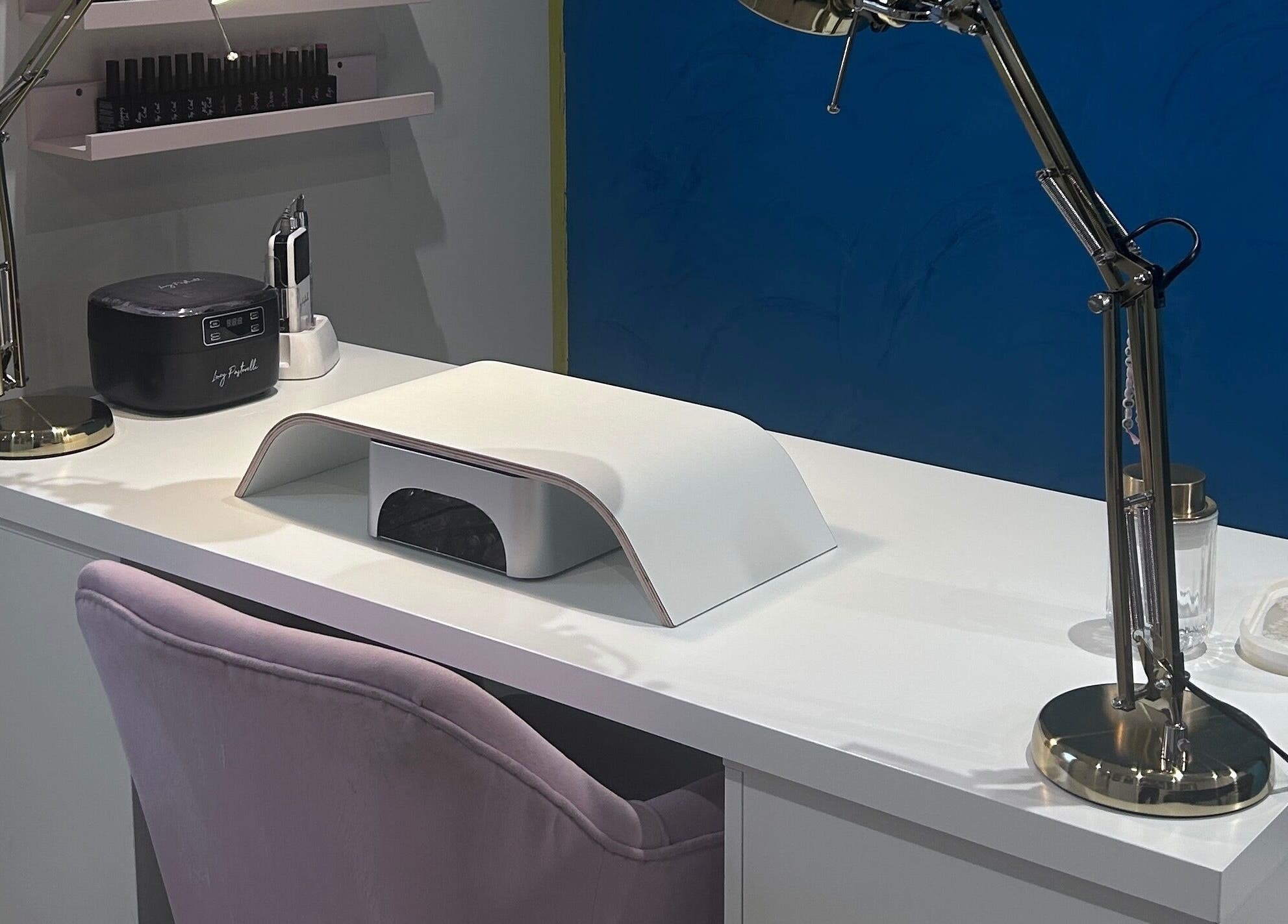 Modern nail station at Alexander Beauty and Training Academy, Irvine, Scotland, GB.