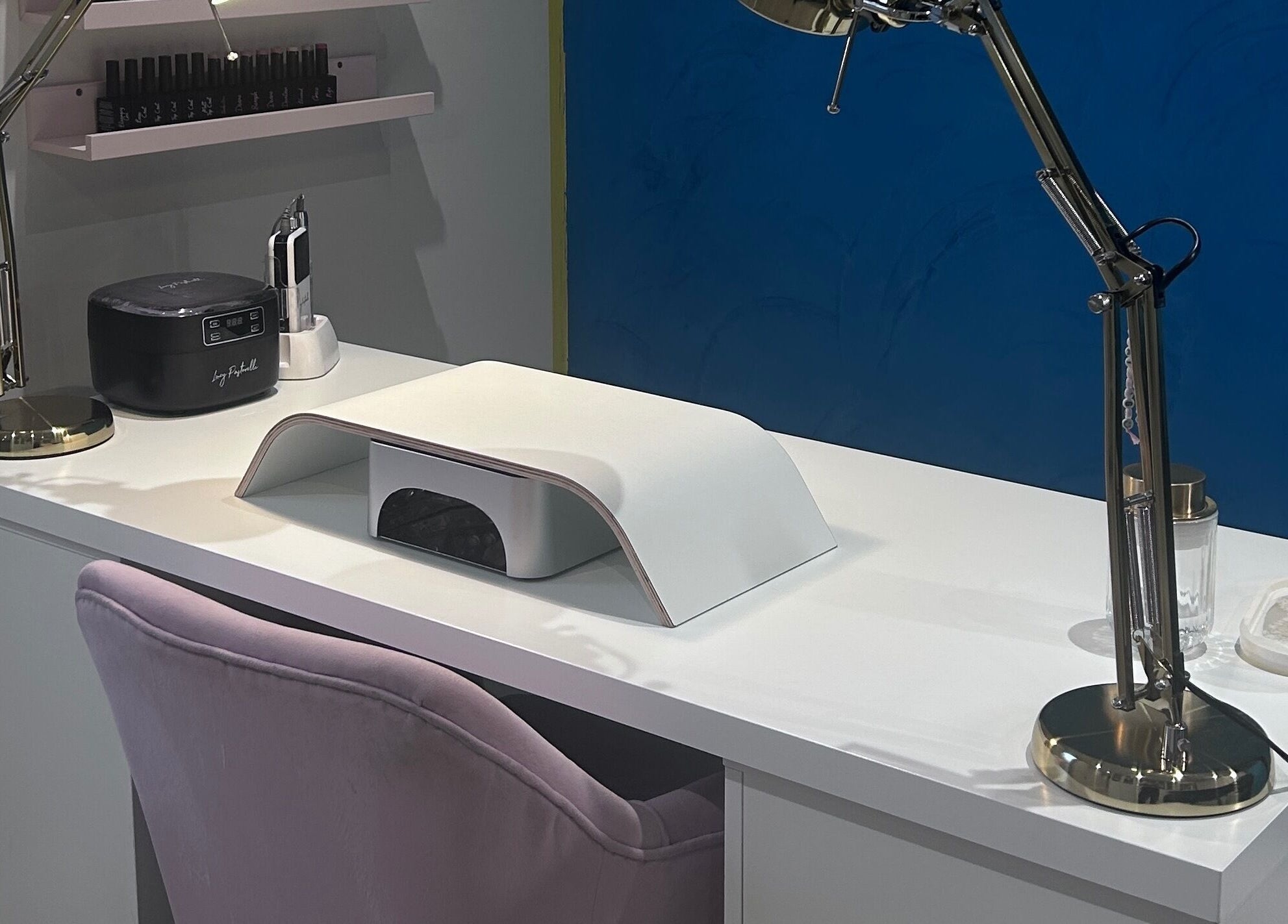 Modern nail station at Alexander Beauty and Training Academy, Irvine, Scotland, GB.