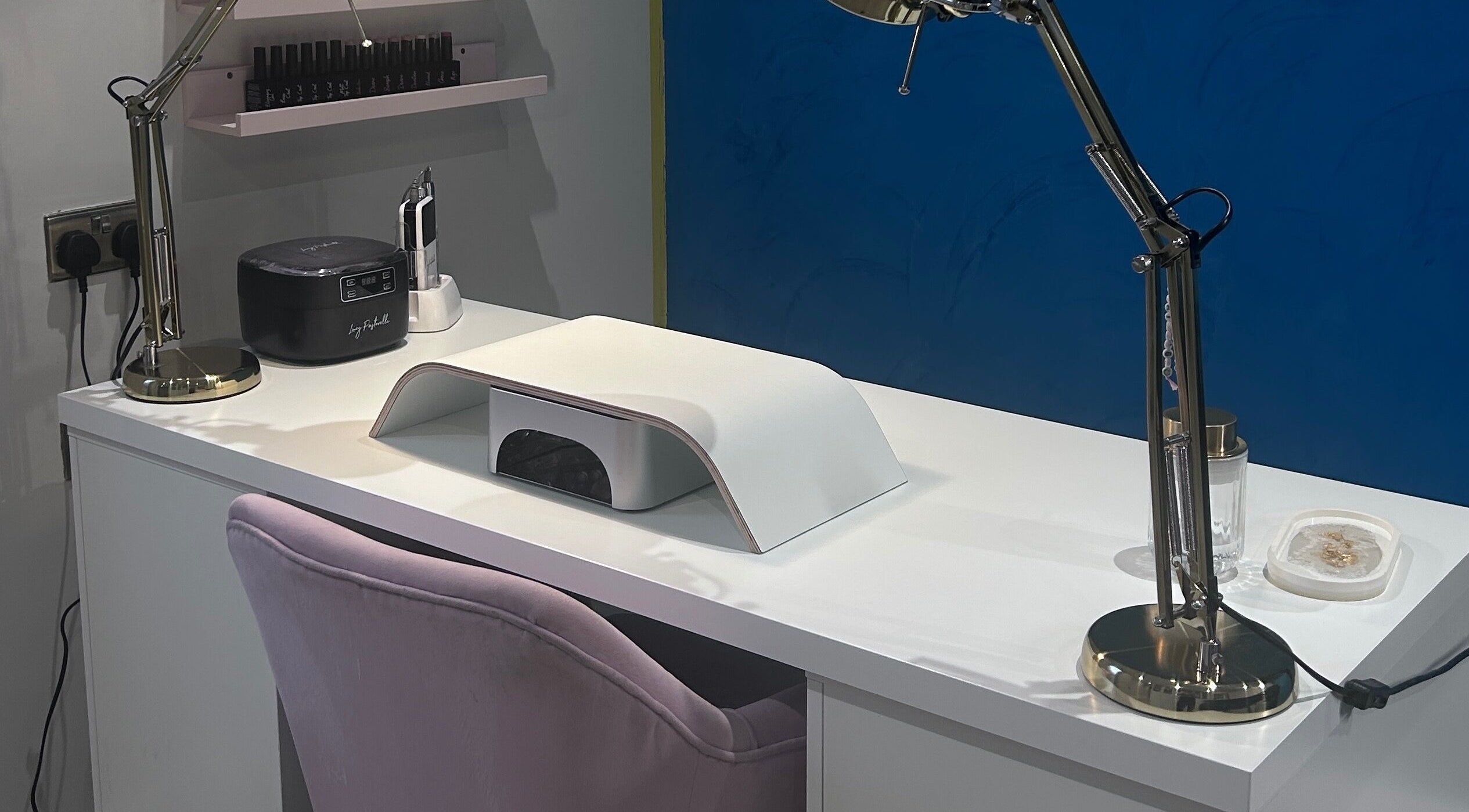 Modern nail station at Alexander Beauty and Training Academy, Irvine, Scotland, GB.