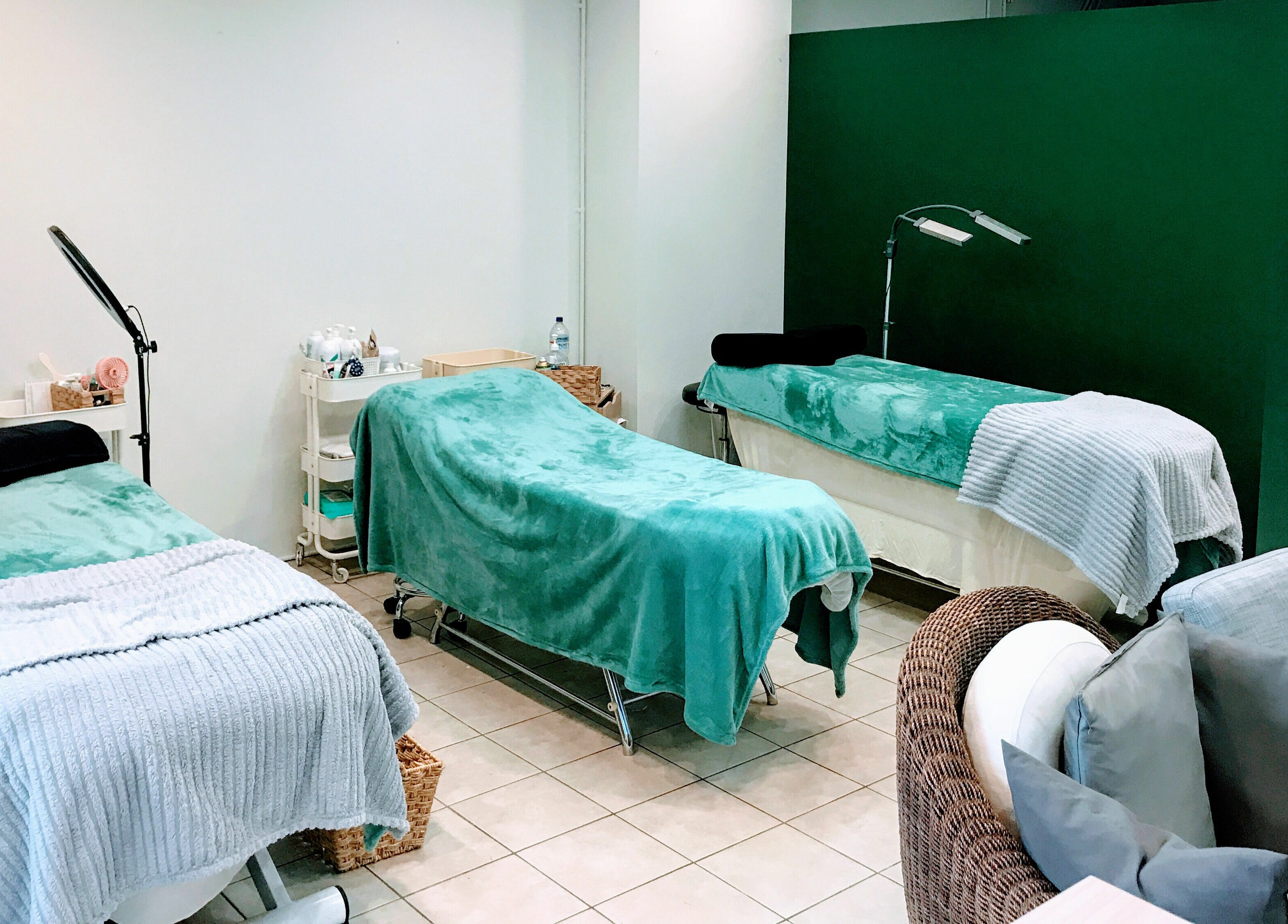 Relaxing treatment area at Beyoutiful Studio, Pyrmont, New South Wales, AU, with cozy massage beds.