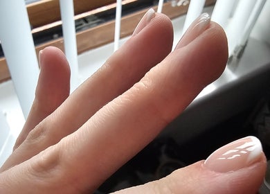 Close-up of elegant manicure at Khloes Beauty Room in Belfast, Northern Ireland, GB.