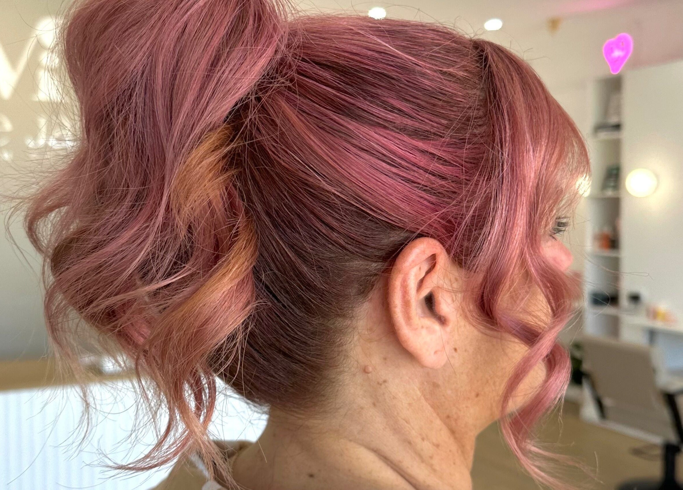 Sophisticated pink hairstyle at Styled By Maddie, Ethelton, South Australia, AU salon.