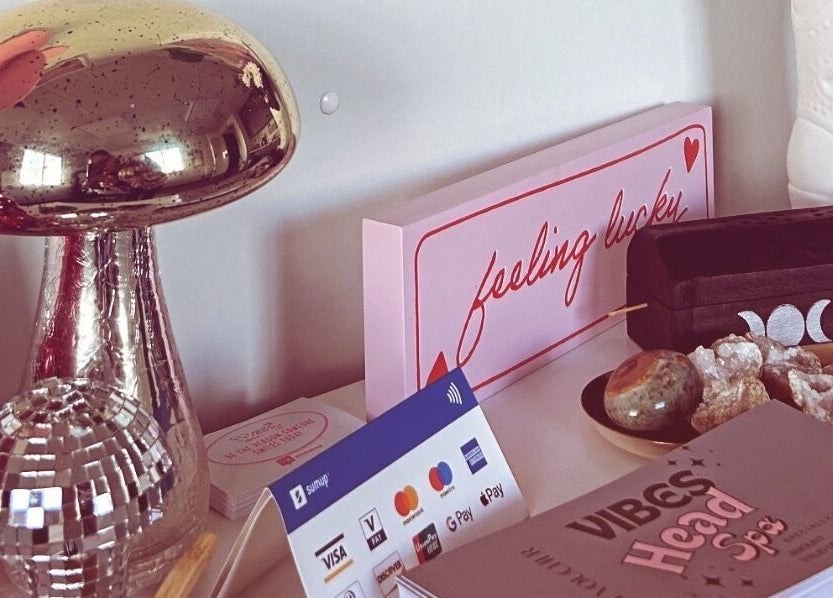 Decorative items at Vibes Head Spa, Birkenhead, England, GB, creating a relaxing ambiance.