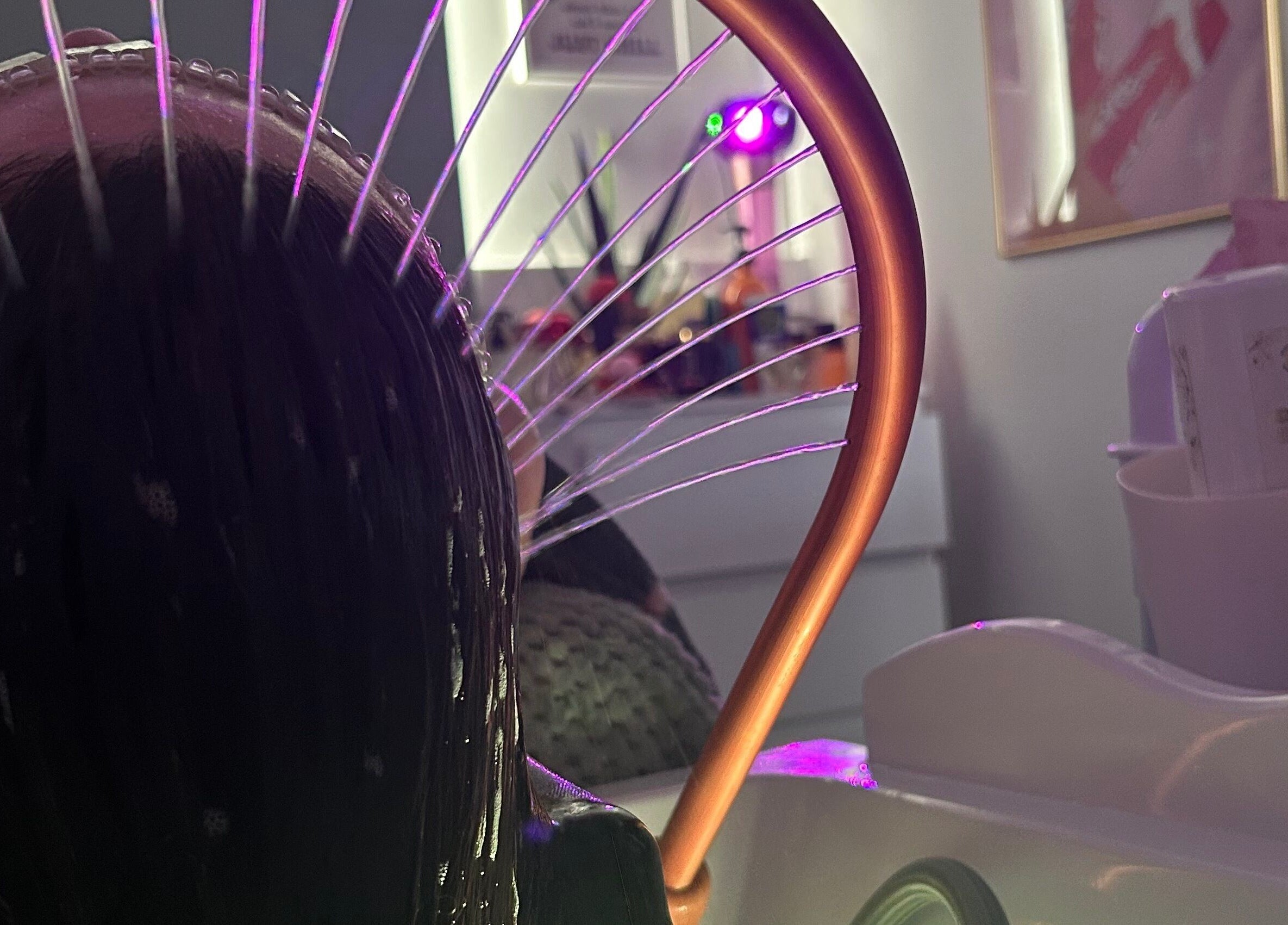 Experience rejuvenating scalp therapy at Vibes Head Spa, Birkenhead, England, GB with ambient lighting.