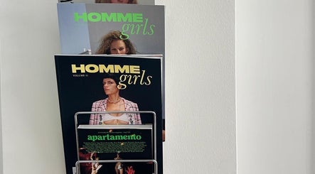 Stylish magazines on a rack at The Haye Studio, London, England, GB.