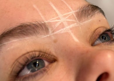 Brow mapping detail at Twin Flame Beauty Room, East Kilbride, Scotland, GB. Precision beauty care for perfect brows.