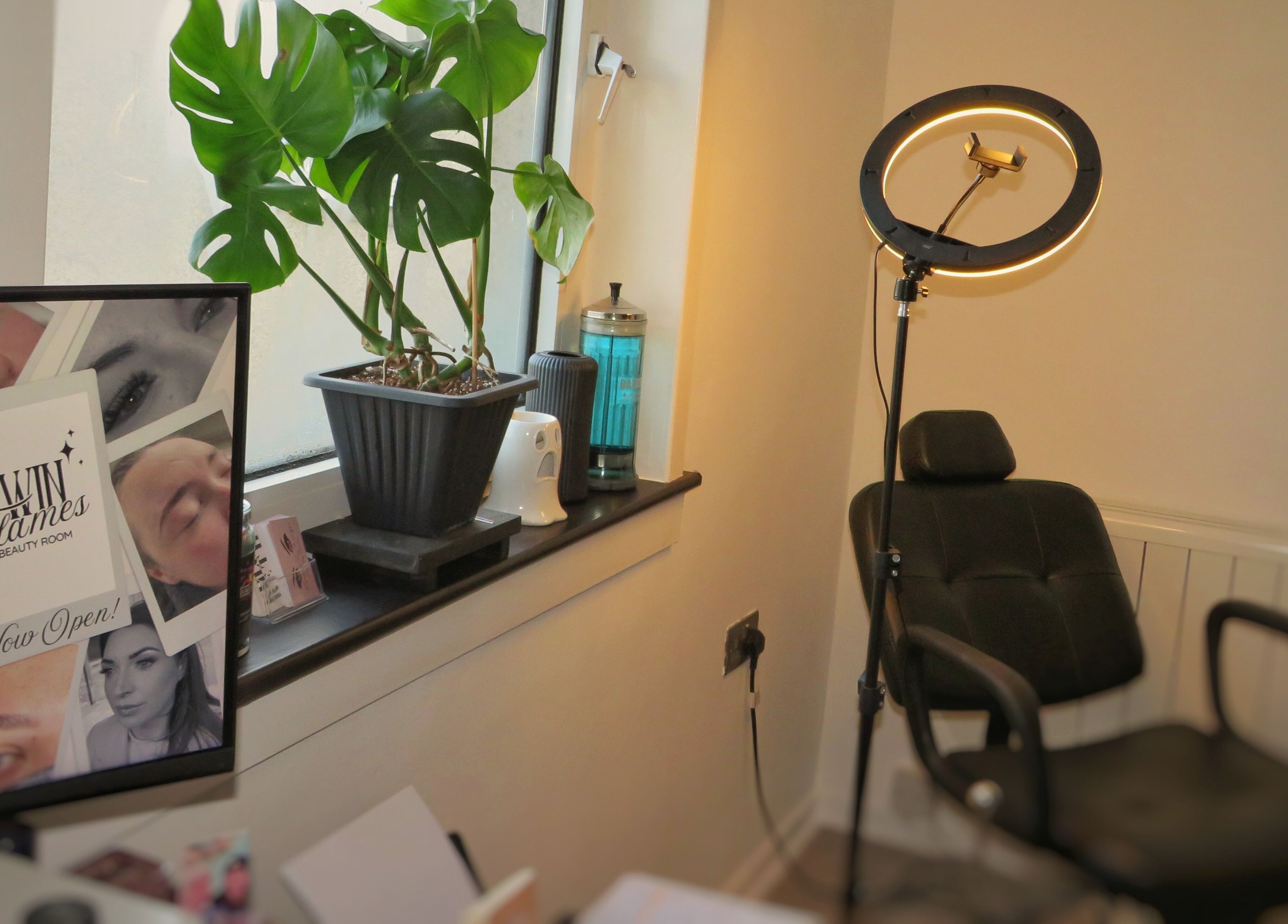 Twin Flame Beauty Room interior with chair and plant in East Kilbride, Scotland, GB, offering a serene ambiance.