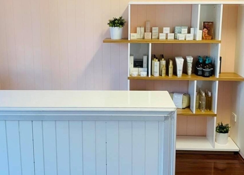 Reception desk and product display at Classique Beauty and Skin, Ellenbrook, Western Australia, AU.