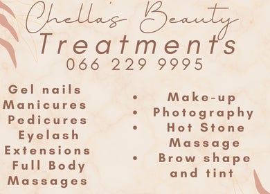 Chella's Beauty and Photography services list at Emalahleni, Mpumalanga, ZA. Contact 066 229 9995.