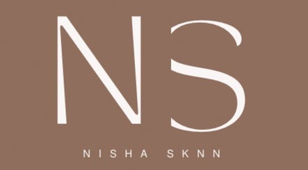 NISHA SKNN Aesthetics & Skin logo set against a brown background in Liverpool, England, GB.