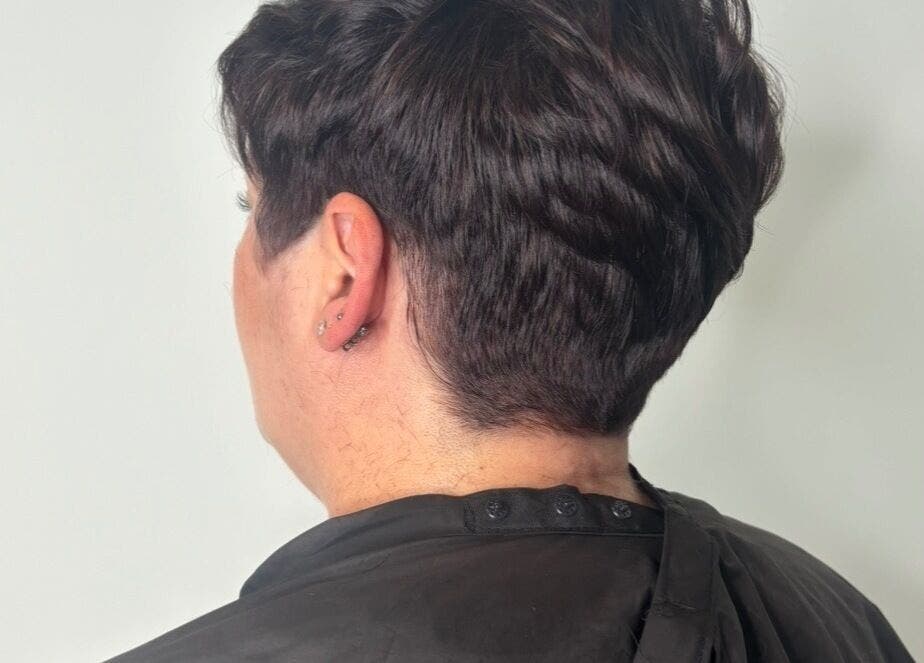 A stylish pixie haircut at Summer Rose Hairdressing in East Goscote, England, GB.