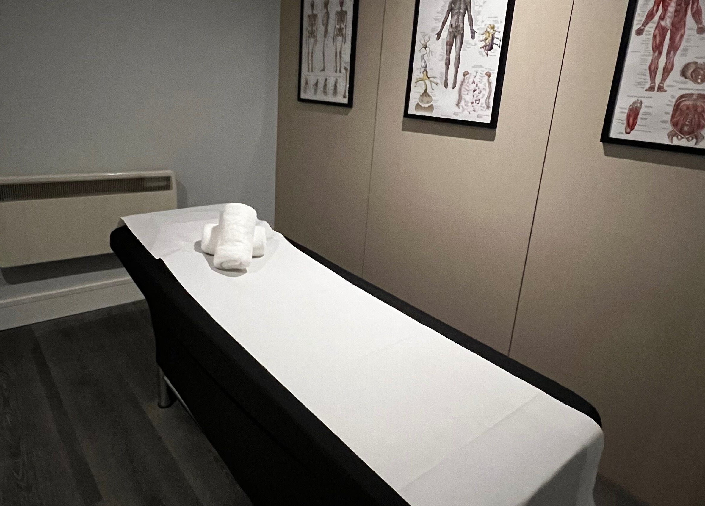 Calm treatment room at Nails Brows Stillorgan, Dublin, County Dublin, IE with clean massage bed.