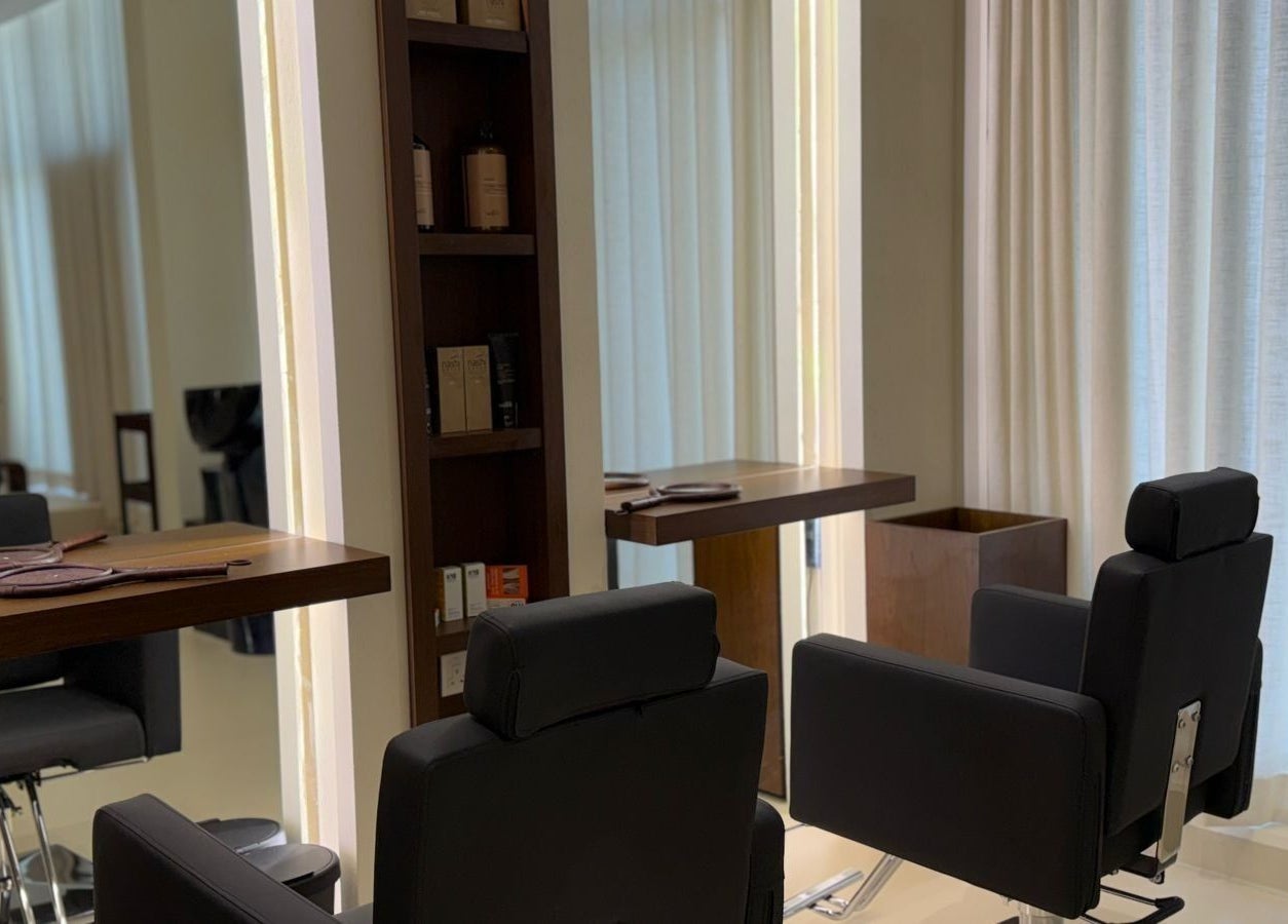 Luxurious salon chairs at Able Beauty Lounge in Kabir, Emirate Of Umm Al Quwain, AE, showcasing modern elegance.