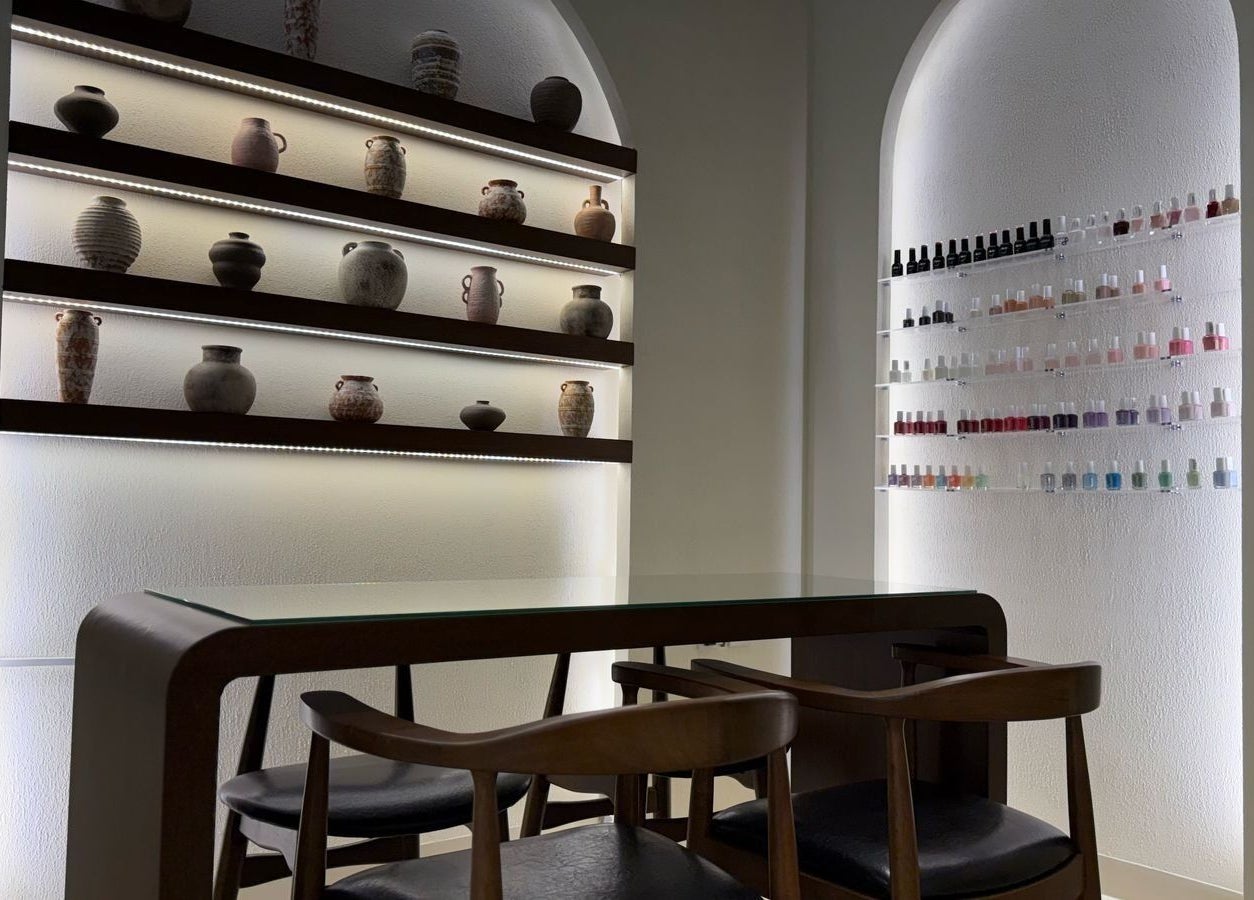 Nail and pottery display at Able Beauty Lounge, Kabir, Emirate Of Umm Al Quwain, AE.
