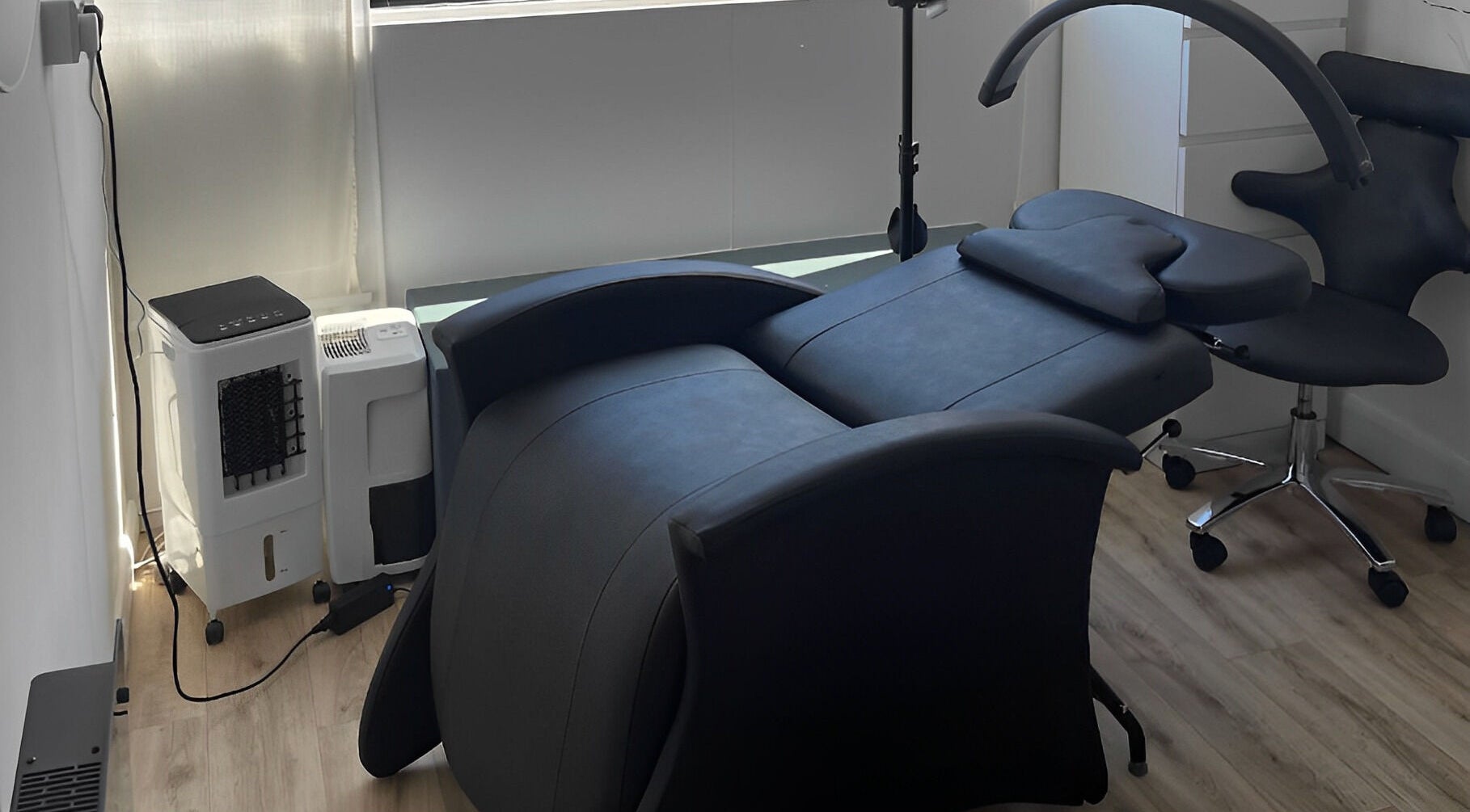 Luxury treatment chair at Skyn Deep Beauty, Lossiemouth, Scotland, GB for ultimate relaxation.