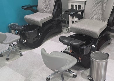 Luxurious pedicure chairs at Sasco Nails, Henderson, Nevada, US, offering premium comfort and styling.