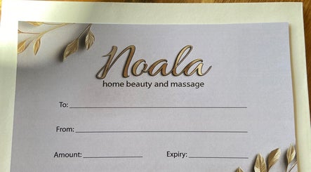 Gift voucher from Noala Home Beauty and Massage, Aranda, Australian Capital Territory, AU, featuring gold leaves.