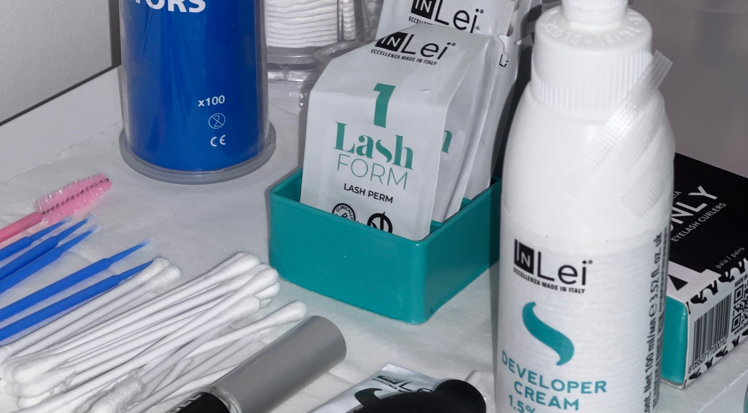 Lash perm tools at M’Derma London Beauty & Aesthetics, Sutton, England, GB.