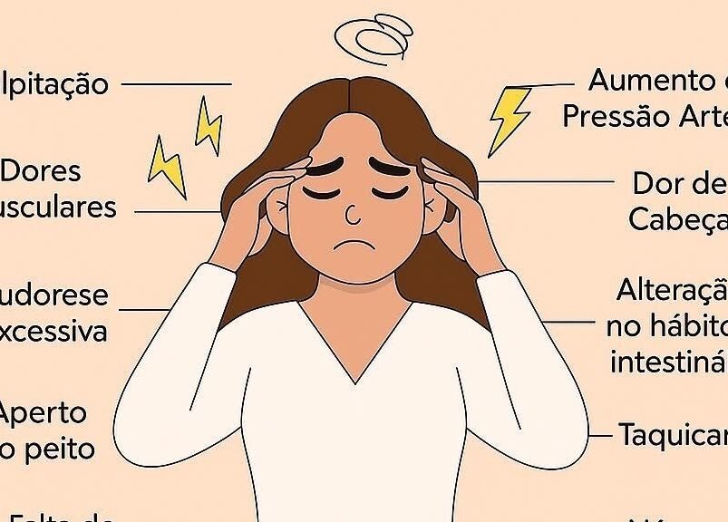 Ilustração dos sintomas de ansiedade destacando TELECONSULTA | Terapia Online em Almada, PT.