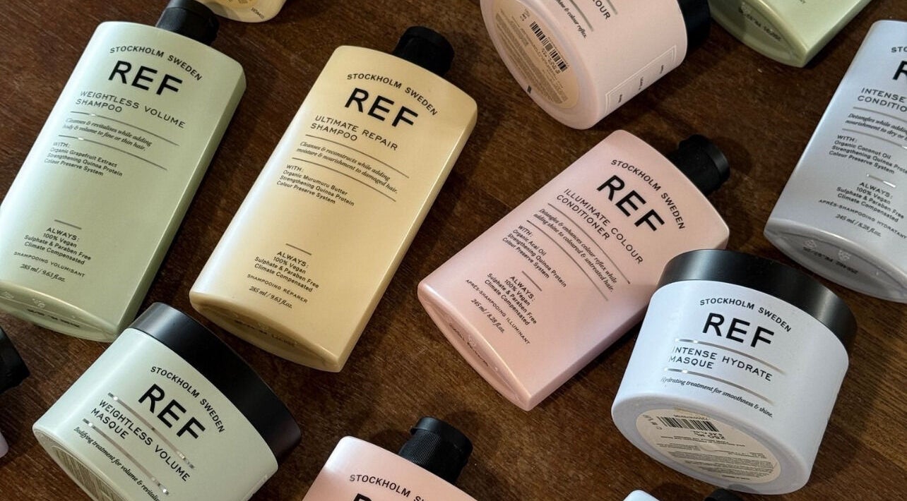 Assorted REF haircare products at Hair by Patricia Elena in Mount Hawthorn, Western Australia, AU.