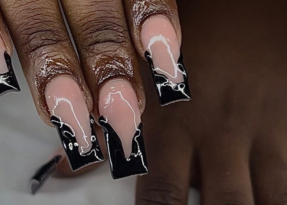 Chic black and nude nail art from AK Nails in Thornton, New South Wales, AU.