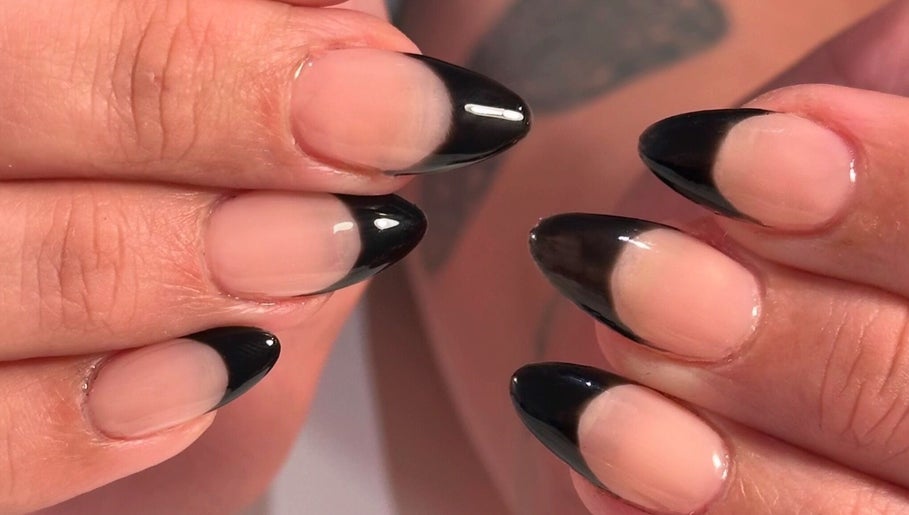 Elegant black-tipped nails at Nails By Cee, Brookvale, New South Wales, AU showcasing a sophisticated style.